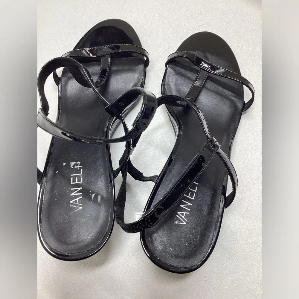 Vaneli Mohan T-strap Wedge Sandals In Black Size 9.5 - Picture 9 of 11